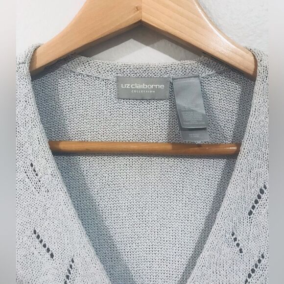 Liz Claiborne Womens Button Down Sweater Crochet 90’s Y2K Grandma Core Size L - Picture 4 of 4